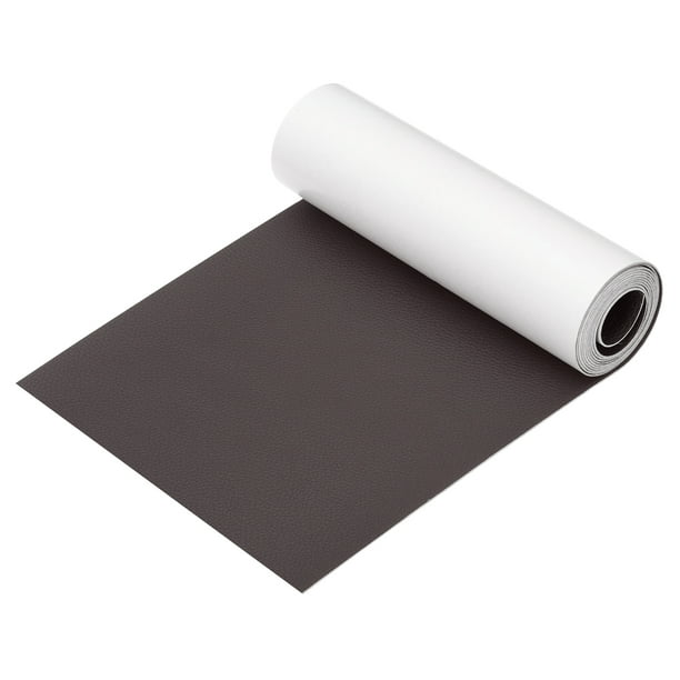 Cinta de parches de cuero Uxcell para muebles, kit de reparación de cuero autoadhesivo de vinilo de 6.3 x 61 pulgadas, café oscuro