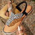 thumbnail image 3 of IUJSOY Flip Flops for Women Bohemian Rhinestone Gladiator Sandals Elastic Ankle Strap Flats Shoes, 3 of 9