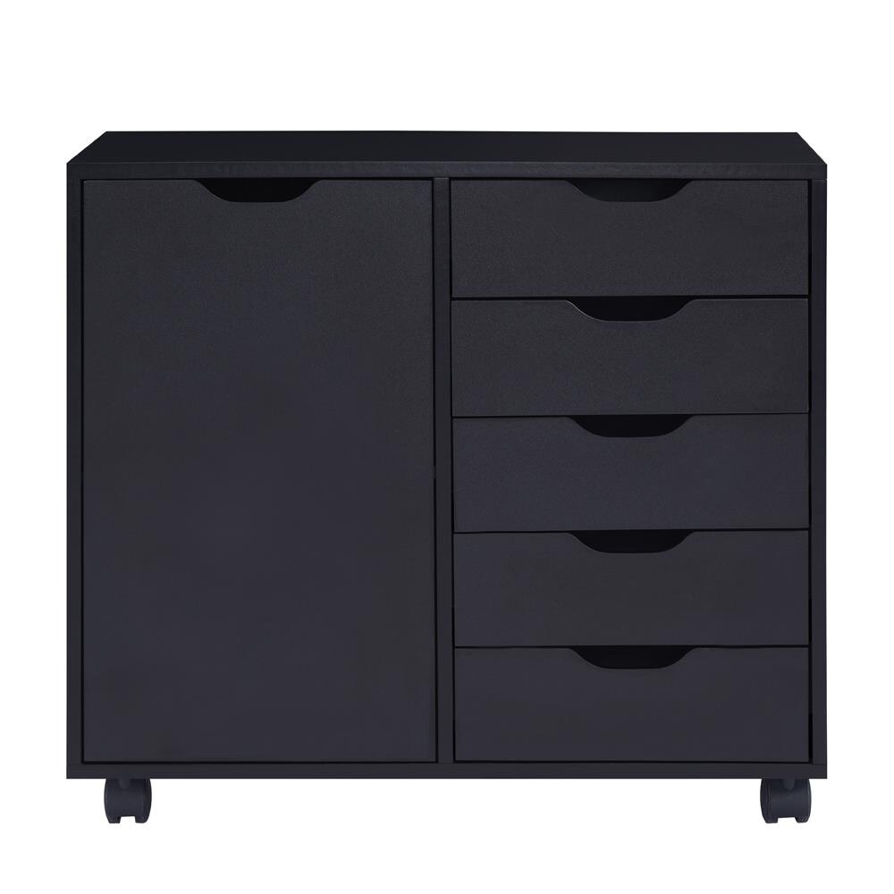 5- Drawer Office Wooden Cabinet, Lateral Filing Storage Cabinet, Verticle Mobile File Storage Cabinet with shelf Black - image 2 of 5