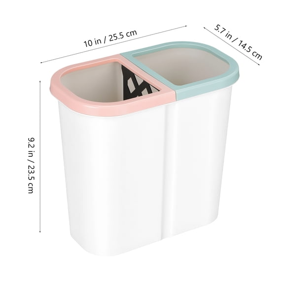 MIPCASE White Plastic Kitchen Trash Can with Divided Compartments, Simple and Practical Waste Bin, 1 Piece