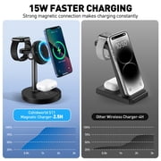 Cshidworld 3 in 1 Wireless Charger for Multple Devices, 15W Fast Magnetic Charging Station for iPhone 17 16e 15 14 13 12 Pro Max, Charging Stand for iWatch 11 10 9 8 7 6 5 4 3 Ultra AirPod 2 3 4 Pro