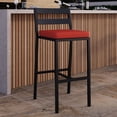 thumbnail image 3 of LeisureMod Patio Bar Stool in Powder-Coated Aluminum Frame with Removable Cushion Low Open-Back Design and Footrest Chelsea Collection in Cherry, 3 of 11