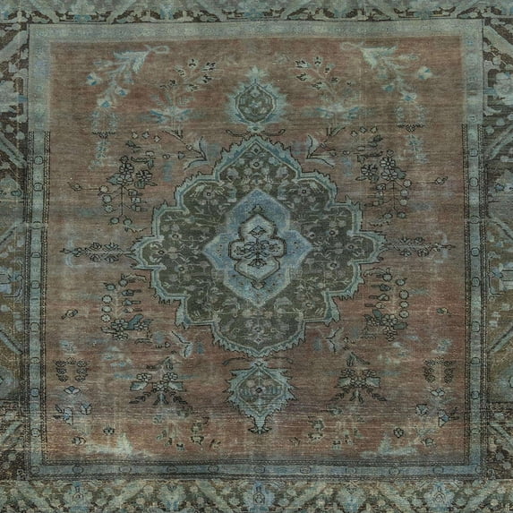 Ahgly Company Indoor Square Abstract Army Green Abstract Area Rugs, 5' Square