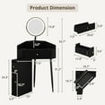 thumbnail image 2 of Corner Vanity Desk with Retractable and Rotating Mirror and Lights Small Modern Black Makeup Vanity Set with Glass Top for Women Compact Girls Dressing Table with Drawer for Small Space, 2 of 9