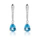 thumbnail image 1 of JeenMata Aros de Talla Brillante en Forma de Pera de 2,25 Quilates con Topacio Azul y Piedra Natal de Diciembre Engastados en Pavé - Chapado en Oro Blanco de 18 K sobre Plata, 1 of 6