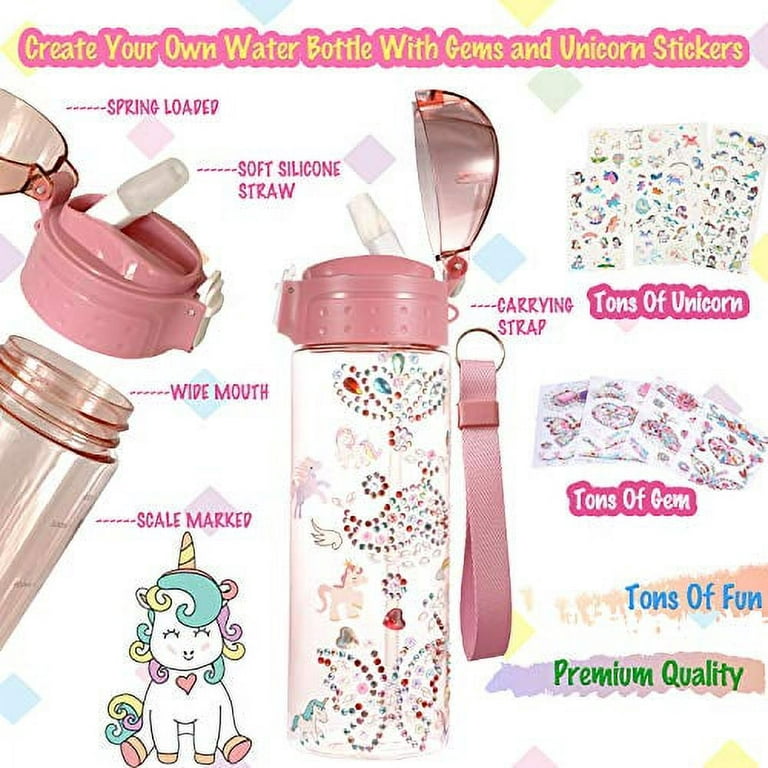 7July Decorate Your Own Water Bottle Kits for Girls Age 4-6-8-10,Unicorn  Gem