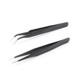 thumbnail image 1 of Cribun Pince à Cils Lot de 2 Pinces à Épiler en Acier Inoxydable pour Extensions de Cils Pointe Droite et Courbe Outils d'Application de Faux Cils - Noir, 1 of 7