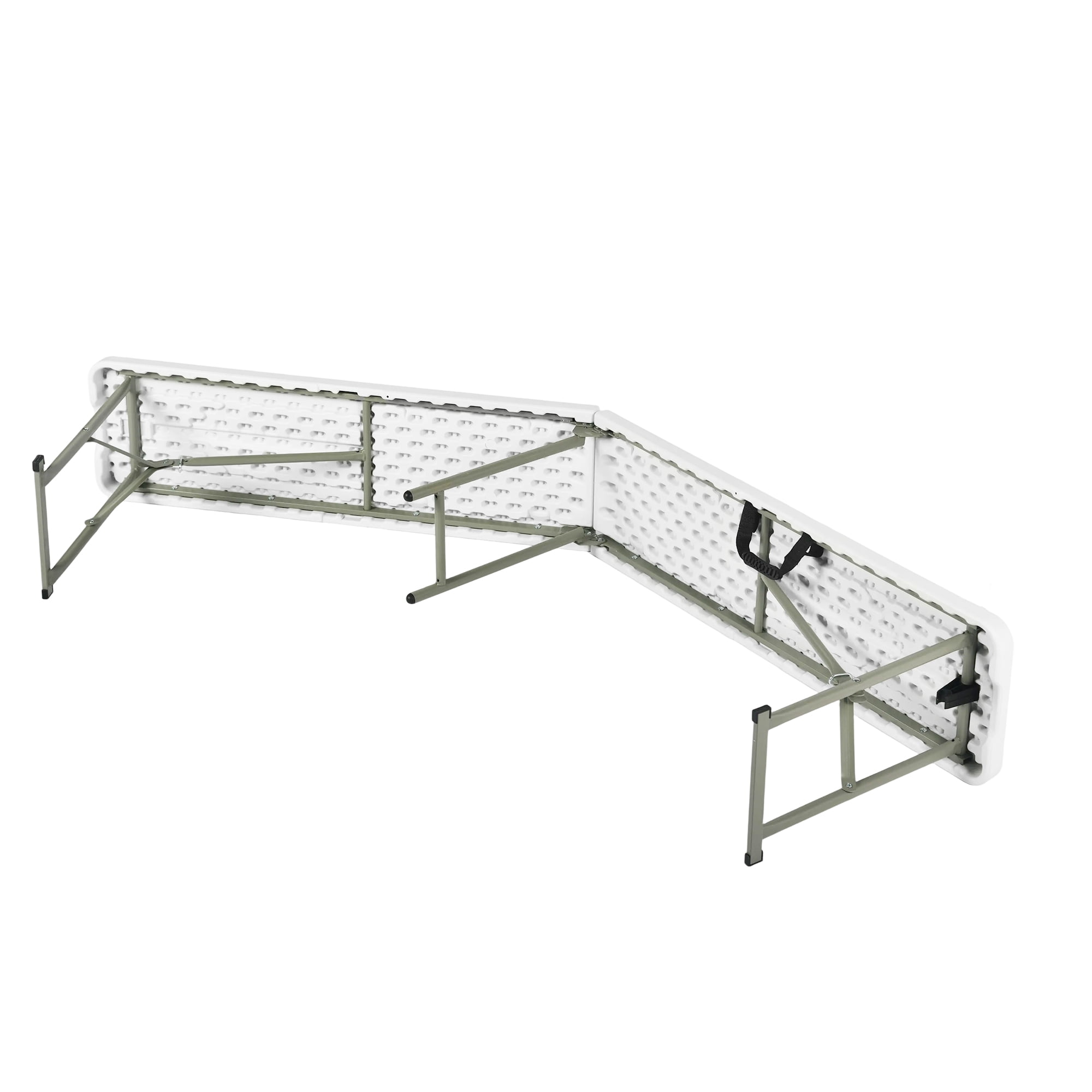 Homy Casa Outdoor Folding Bench Set of 2, Portable Chair for Backyard BBQ & Party Events, White