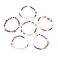 thumbnail image 6 of Pack of 6 Patriotic Beaded Bracelets American Flag Star Charm Jewelry Set, 6 of 15