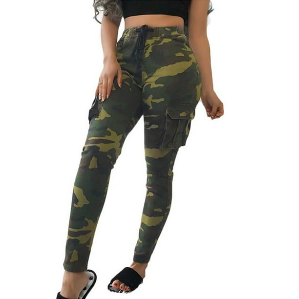 high waisted camo cargo pants