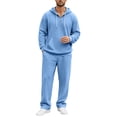 thumbnail image 4 of hotojiny Men's Quarter Zip Tracksuit 2 Piece Sweatsuit Sets Lightweight Long Sleeve Sweatshirt with Long Pants Matching Outfit(Light Blue,X-Large), 4 of 7