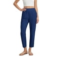 thumbnail image 4 of APEXFWDT Women's High Waist Yoga Ankle Length Pants with Pockets Stretchy Athletic Fitness Cropped Pants,XXL,Blue, 4 of 5