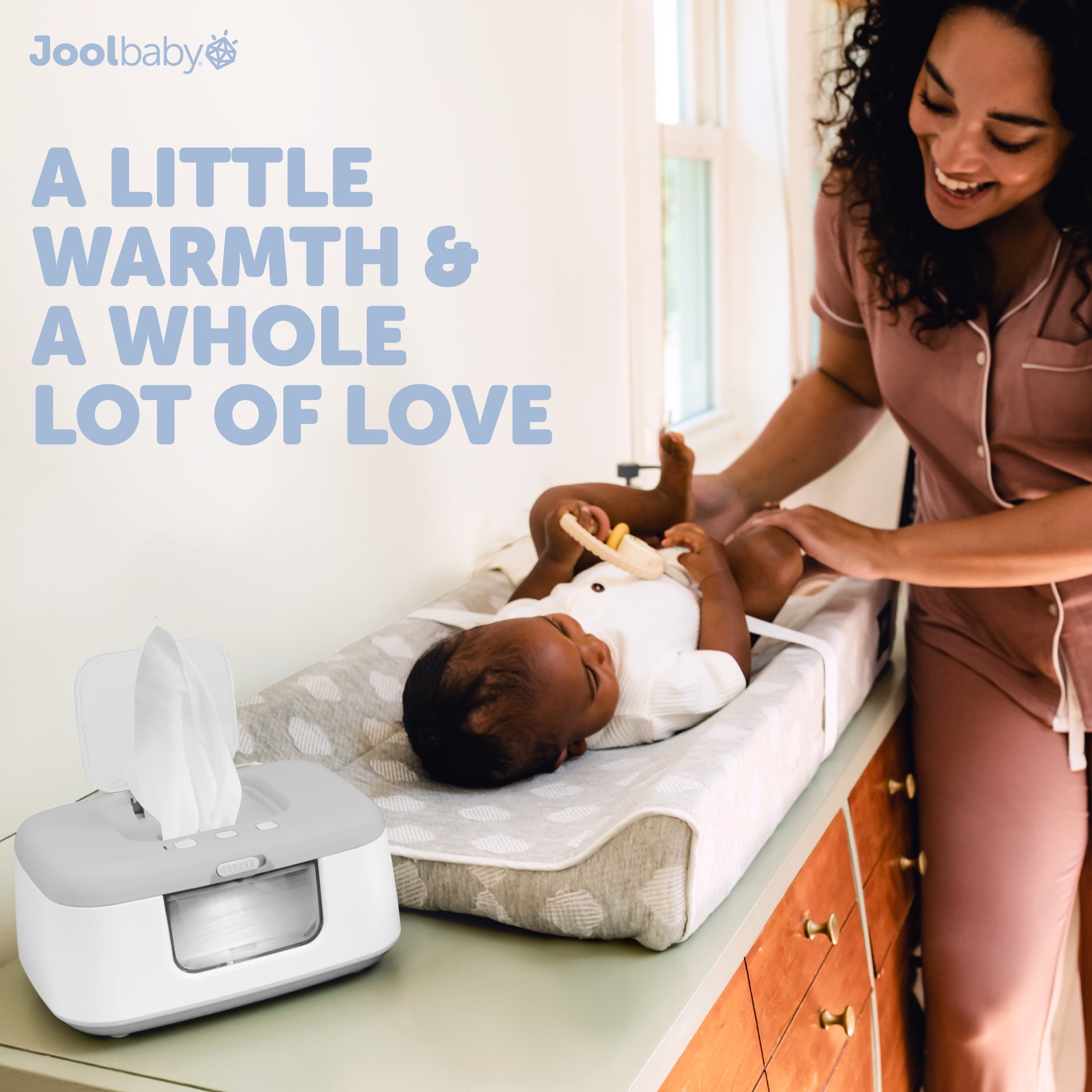 Jool Baby Tiny Bums Baby Wipe Warmer & Dispenser with Nightlight, Gray