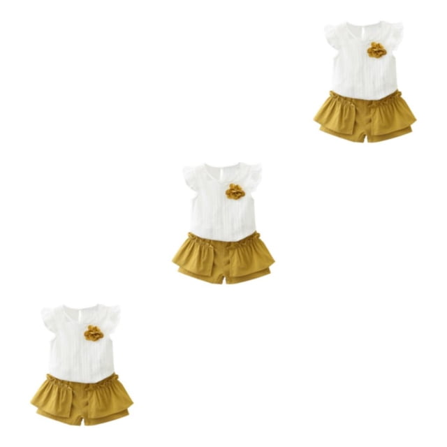 Minnieouse Conjunto de 2 piezas de algodón para niña, conjunto corto, fotografía, sesión de fotos, chaleco para banquete, pantalones, Kit, Type1 NO1