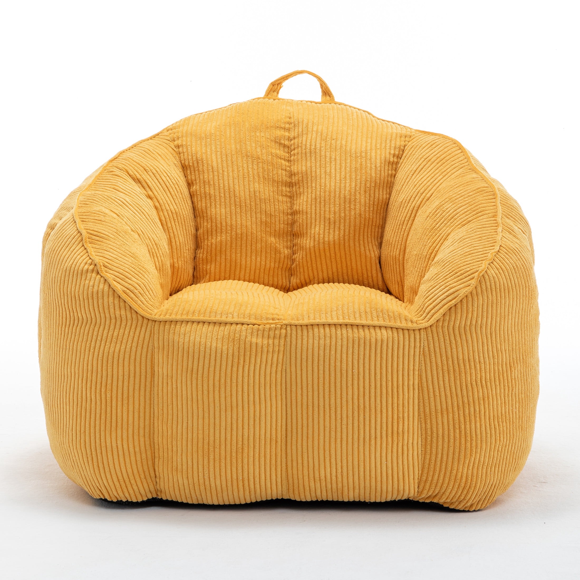 Noble House Revon Giant Corduroy Bean Bag Chair with Armrests, Cozy Memory Foam Lounge Couch for Living Room, Yellow