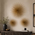 thumbnail image 4 of DecMode Contemporary Gold Metal 3D Starburst Wall Décor, Set of 3 16", 20", 24"D, 4 of 14