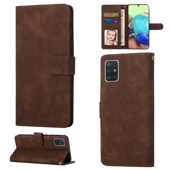 Samsung A71 Wallet Case 5G, RFID Blocking Card Holder Slot, Premium Faux Leather Shockproof Magnetic Closure TPU Case Flip Cover with Kickstand For Samsung Galaxy A71 5G,Coffee