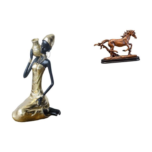Estatua De Caballo De Mujer Tribal Africana, Artesanía Hecha A Mano, Arte Coleccionable, Adorno De Resina, Escultura, Figurita, Obra De Arte Para Sala De Estudio, Escritorio, Estantería, Sala