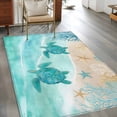 thumbnail image 3 of Summer Beaches Washable Area Rugs 3'x5', Gradient Green Ocean Sea Turtle Starfish Coastal Coral Low Pile Throw Living Room Rug Non-Slip Sturdy Edge Binding Carpet for Indoor Entryway Bedside Kitchen, 3 of 9
