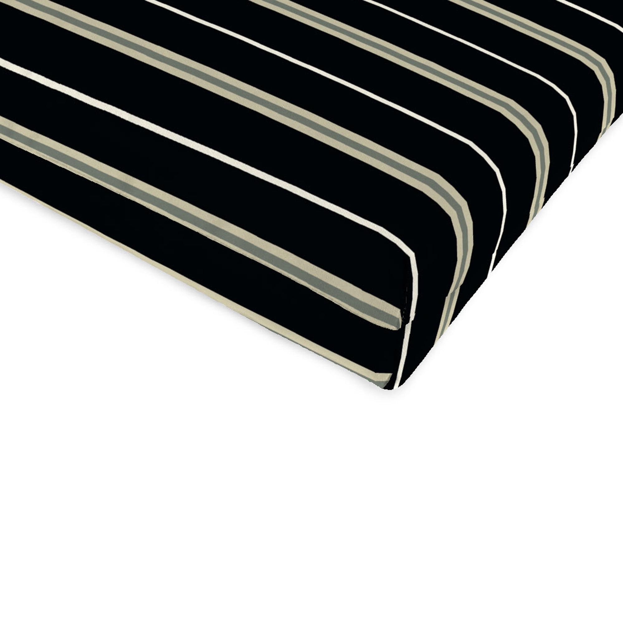 Jordan Manufacturing 44" x 22" Platt Ink Black Stripe Rectangular Outdoor Chair Cushion with Ties and Hanger Loop
