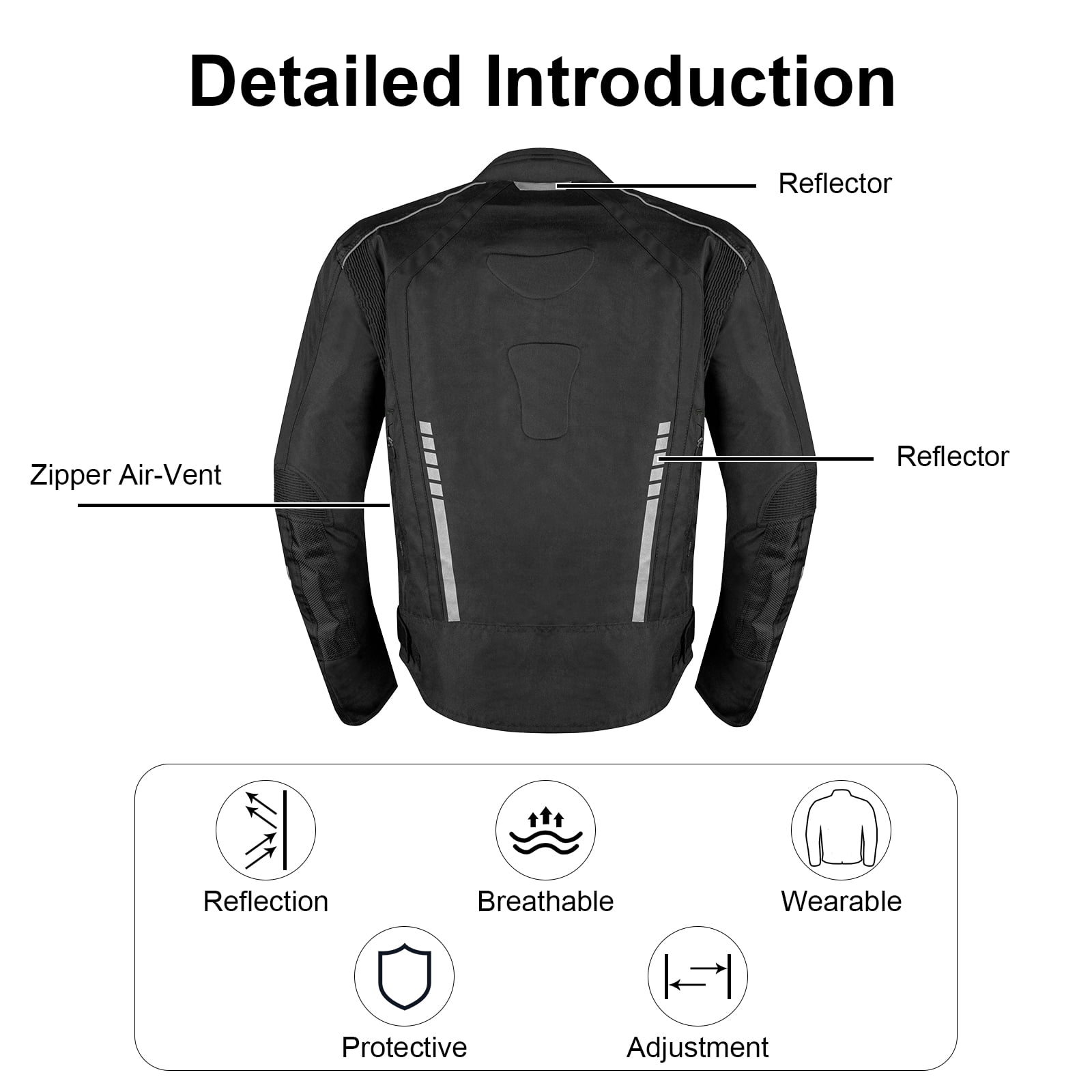 Dream Apparel Men's All-season Motorcycle Jacket for Enduro Dualsport Riding with 600 D polyester, Armor Foam Padding, Visibility