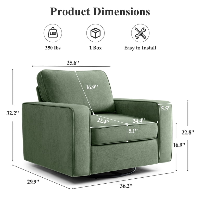 Coolhut 360° Swivel Accent Chair, Green Cloud Fleece photo 2