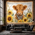 thumbnail image 5 of Highland Calf with Checkered Bandana, Cheerful Farmhouse Style for Animal Lovers, Pastoral Wall Art, Housewarming Gift, Tapestry Wall Hanging for Kitchen and Entryway, 5 of 6