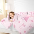 thumbnail image 3 of Erosebridal Ribbon Bow Knot K Personalized Initial Twin Comforter Sets 3-Piece,Floral Cherry Blossoms Bedding Set,Pink Reversible,Lightweight Room Decor, 3 of 6