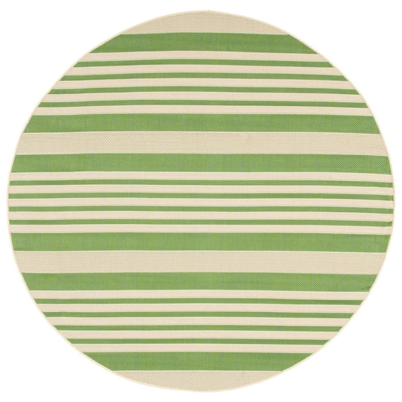Safavieh Courtyard Caroline Striped Indoor/Outdoor Area Rug, Green/Beige, 6'7" x 6'7" Round