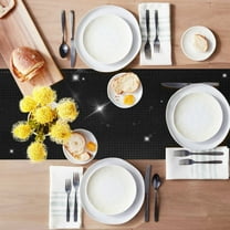 Glitter Table Runner - 11.81x108in Silver Sequin Foil Banquet Tablecloth, Wedding Bachelorette Birthday Party Decor, Holiday Celebration Decoration