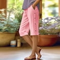 thumbnail image 2 of Ladies Cotton Linen Long Shorts Casual Loose Summer Beach Bermuda Shorts with Pockets XL, 2 of 9