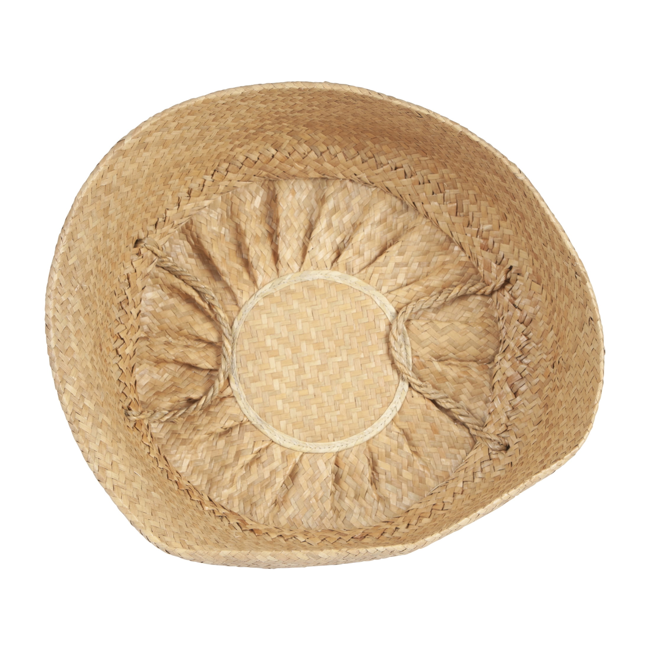 Bloomingville Handwoven Seagrass Basket Storage with Handles and Zig-zag Design, Natural