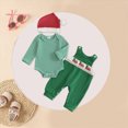 thumbnail image 2 of Kaprioy Baby Boy Winter Clothes My First Christmas Baby Boy Outfit Newborn Infant Striped Long Sleeve Romper Suspender Overalls Pants Hat 3Pcs Set, 2 of 8