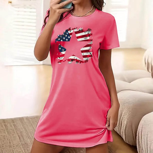 Camisón corto de talla grande para mujer, camisón de manga corta con estampado de pecho a la moda, camisón para mujer