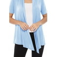 thumbnail image 2 of Women's Casual Short Sleeve Draped Open Front Solid Cardigan, 2 of 5