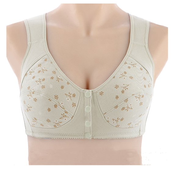 purcolt Front Closure Wire Free Bras for Women, Plus Size Push Up Bra Full-Coverage Shaping Brassiere Comfy Lightly Breathable Bralettes Fashion Print Vest Style Underwear for Everyday Wear