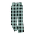 thumbnail image 4 of Men's Flannel Lounge Pants Checkered Drawstring Elastic Waist Casual Fashion Warm Homewear Pants with Pockets (S, Light Blue), 4 of 4