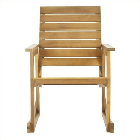 Teakwood Color - Hawthorne Collection Steel and Acacia Wood Rocking Chair in Teak Color