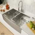 thumbnail image 2 of CASAINC 33 in. Farmhouse/Apron-Front Double Bowl 18 Gauge Brushed Stainless Steel Kitchen Sink with Bottom Grid and Strainer, 2 of 9