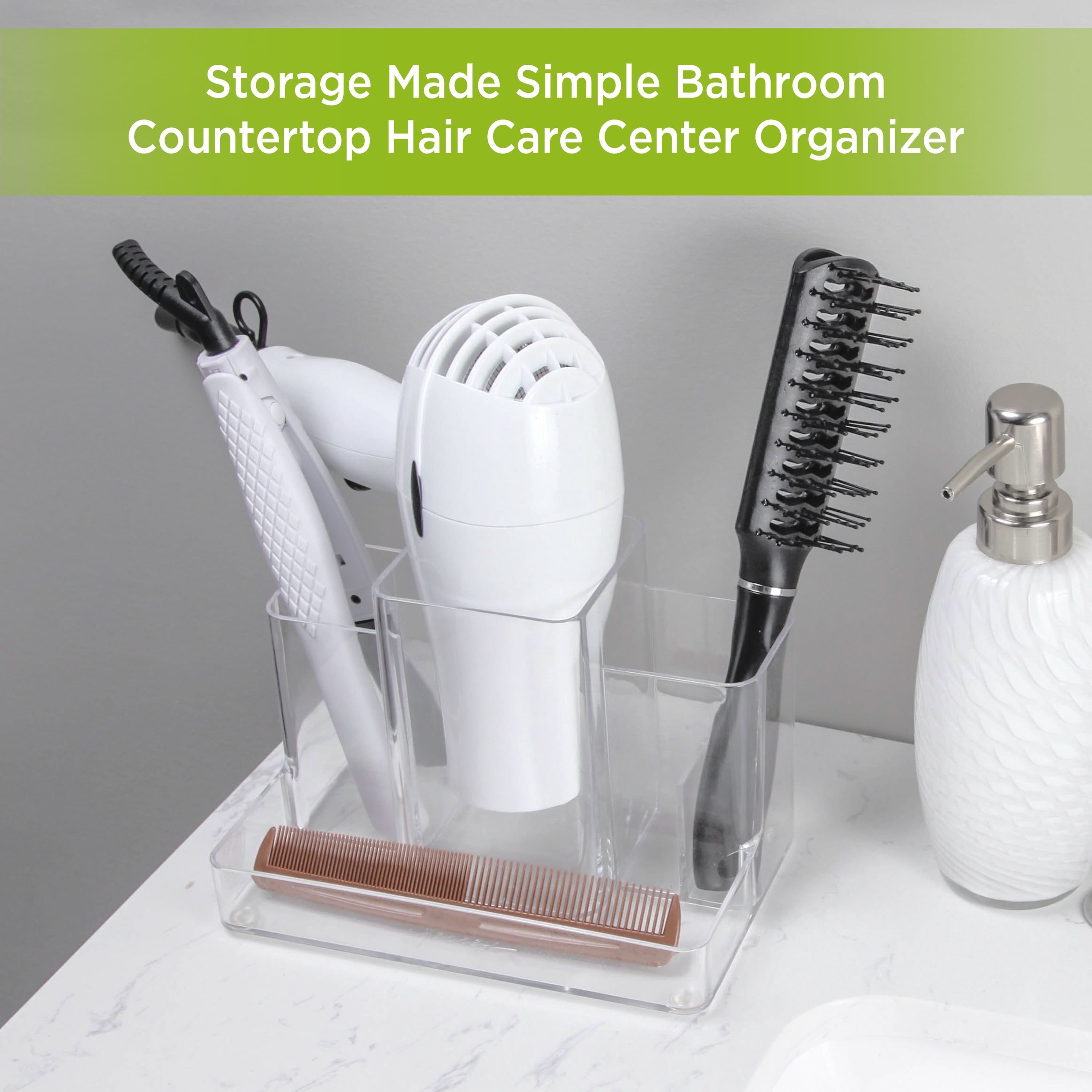Kenney Storage Made Simple Bathroom Countertop Hair Care Center Organizer, Set of 2, Clear