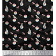 thumbnail image 2 of Soimoi Black Cotton Duck Fabric Red Berries & Woodpecker Bird Printed Craft Fabric by the Yard 44 Inch Wide, 2 of 3