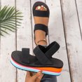 thumbnail image 7 of WAYUTE Womens Sandals Ladies Fashion Solid Color Beach Shoes Nesh Elastic Band Wedge Sandals Trendy Versatile Casual Summer, 7 of 7