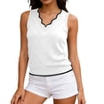 thumbnail image 2 of MYAOYI Womens Tank Top Scalloped V Neck Knit Tank Top Contrast Trim, 2 of 8