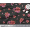 thumbnail image 2 of Soimoi Black Cotton Duck Fabric Leaves & Rose Floral Printed Fabric 1 Yard 42 Inch Wide, 2 of 3