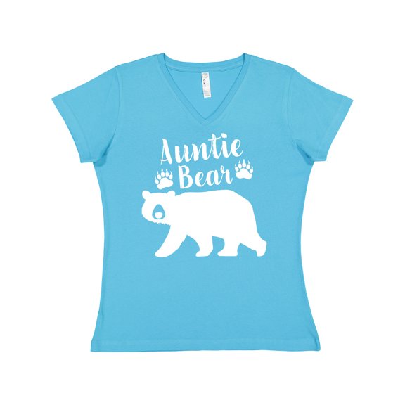 Inktastic Auntie Bear in White Women's V-Neck T-Shirt