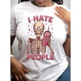 thumbnail image 2 of SHESIINN Pink Skull-Themed Pattern Printed Round Neck Women’s Short Sleeve Casual T-Shirt for Spring Summer, 2 of 9