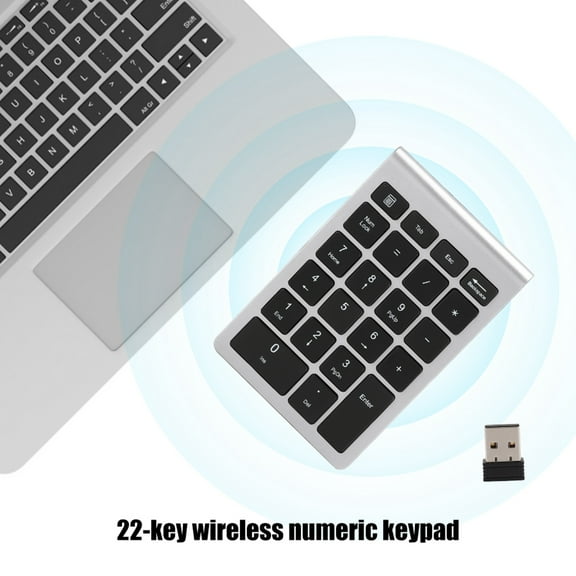 22,Key Wireless Numeric Keypad, USB Receiver, Ergonomic Design, Compatible With <span Style="background:red"></span>/<span Style="background:red"></span>/Vista