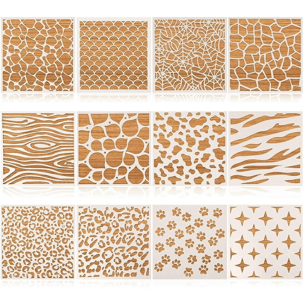 12 pieces animal print stencils for cookies cake painting pattern stencils diy reusable templates for scrapbooking home decoration art project drawing tracing furniture wall floor decors 5 x 5 inch walmart com