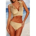 thumbnail image 7 of Ruffle V Neck Two Piece Swimsuits For Women, High Waisted Sexy Bathing Suits Women's Bikini Set Ladies Swimwear Apricot, 7 of 7