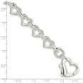 thumbnail image 2 of 925 Sterling Silver Love Heart clasp 7.5 Inch Polished Fancy Heart Link Bracelet Lobster Claw 11mm Wide Link Bracelet fo, 2 of 2